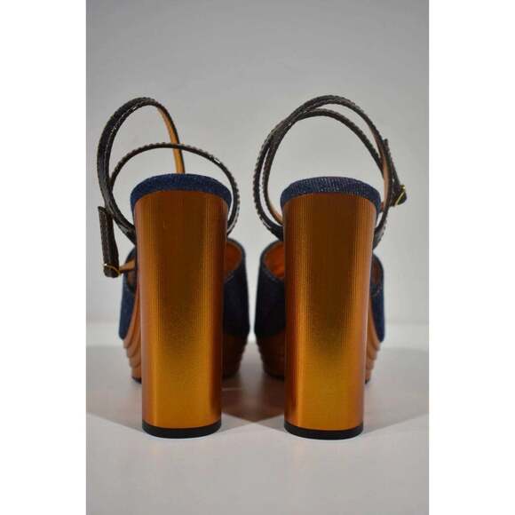 Christian Louboutin Mira Colunata 120 Denim Platform Wedge Sandal Heel Pump 39 - Picture 11 of 12